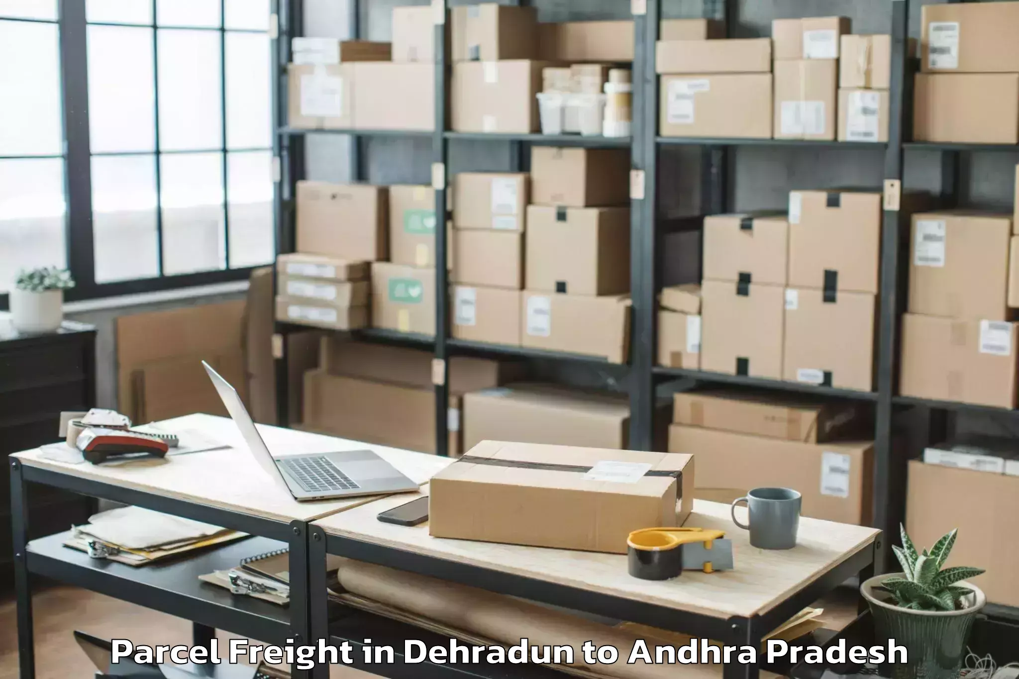 Book Dehradun to Kruthivennu Parcel Freight